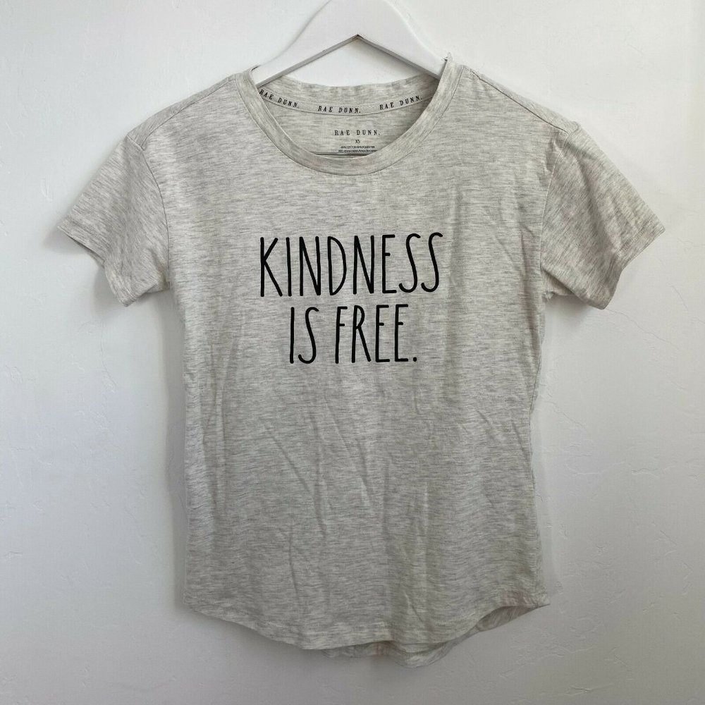 NWOT Rae Dunn Kindness is‎ Free T-Shirt Short Sleeve Heather Grey Womens SZ XS